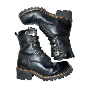 Hawx 8" WP Logger Soft Toe Leather Work Boot Black Mens Size 8.5D